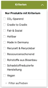 Kriterien bei www.avocadostore.de