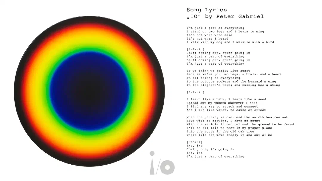 Songtext zu Peter Gabriels Song &lsquo;i/o&rsquo;