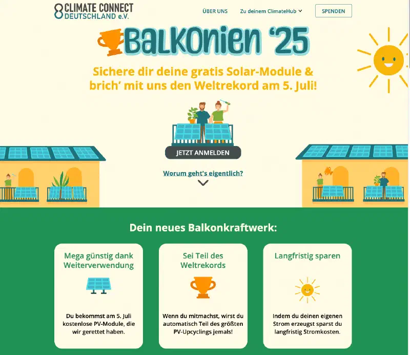 Weltrekordversuch PV-Upcycling von Climate Connect am 5. Juli 2025